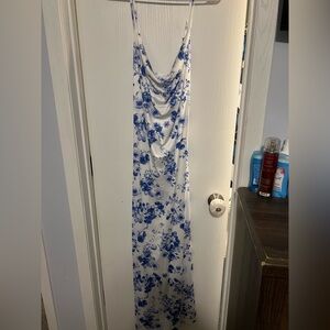 Floral Blue and White Maxi Dress